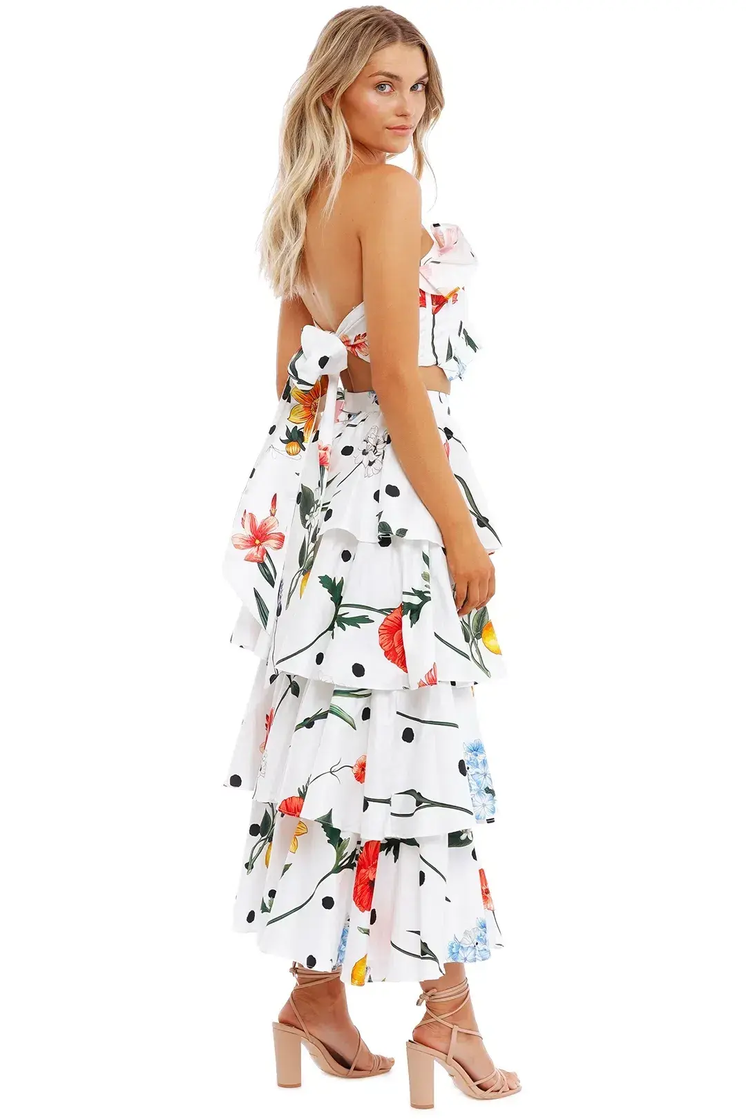 Leo Lin La Flor Top And Tiered Skirt Set Floral Size AU 10 for rent on The Volte - main image