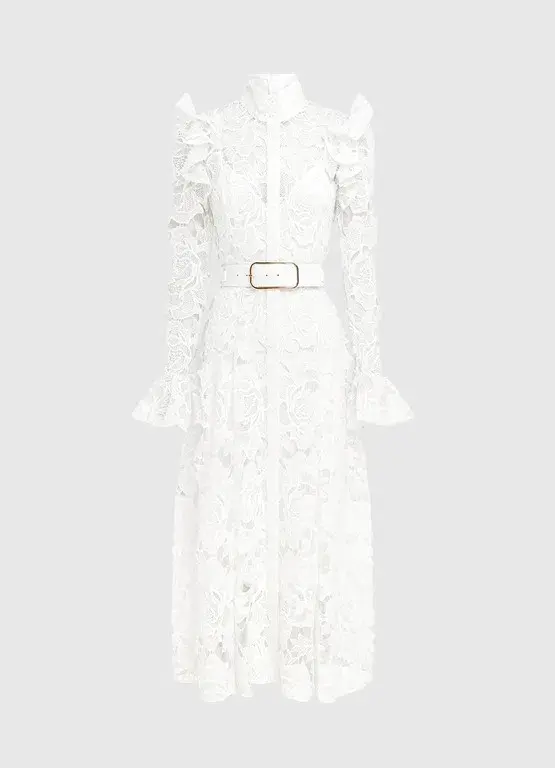 Leo Lin Aliyah Lace Butterfly Sleeve Midi Dress Snow Size AU 6 - Image 5