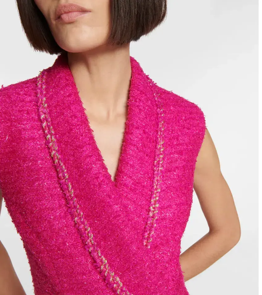 Rebecca Vallance Palais Sleeveless Tweed Blazer Mini Dress Pink Size AU 10 - Image 3