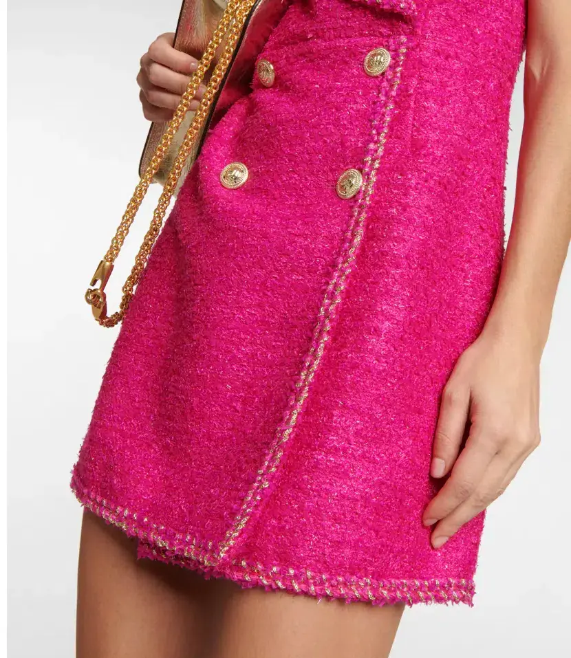 Rebecca Vallance Palais Sleeveless Tweed Blazer Mini Dress Pink Size AU 10 - Image 2