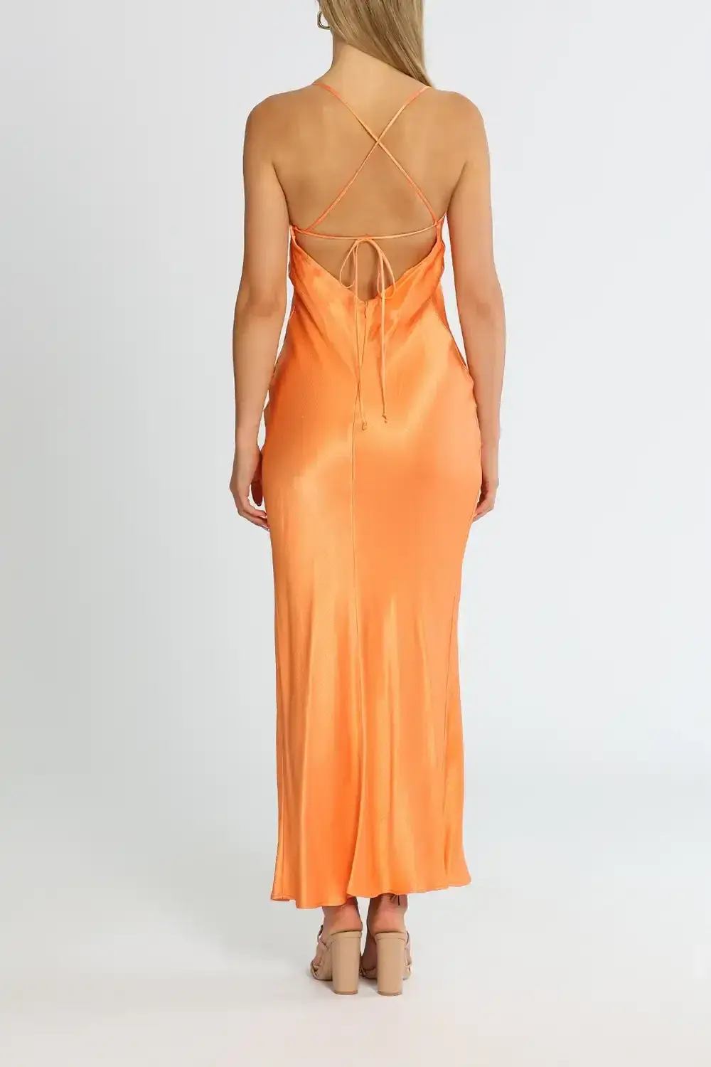 Bec & Bridge Annika Cowl Maxi Dress Sorbet Orange Size AU 10 - Image 3