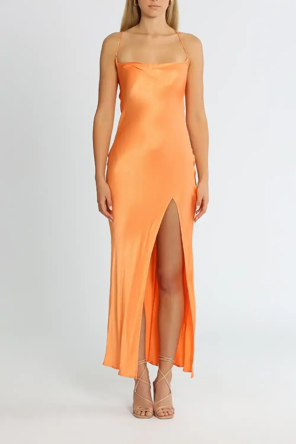 Bec & Bridge Annika Cowl Maxi Dress Sorbet Orange Size AU 10 - Image 1