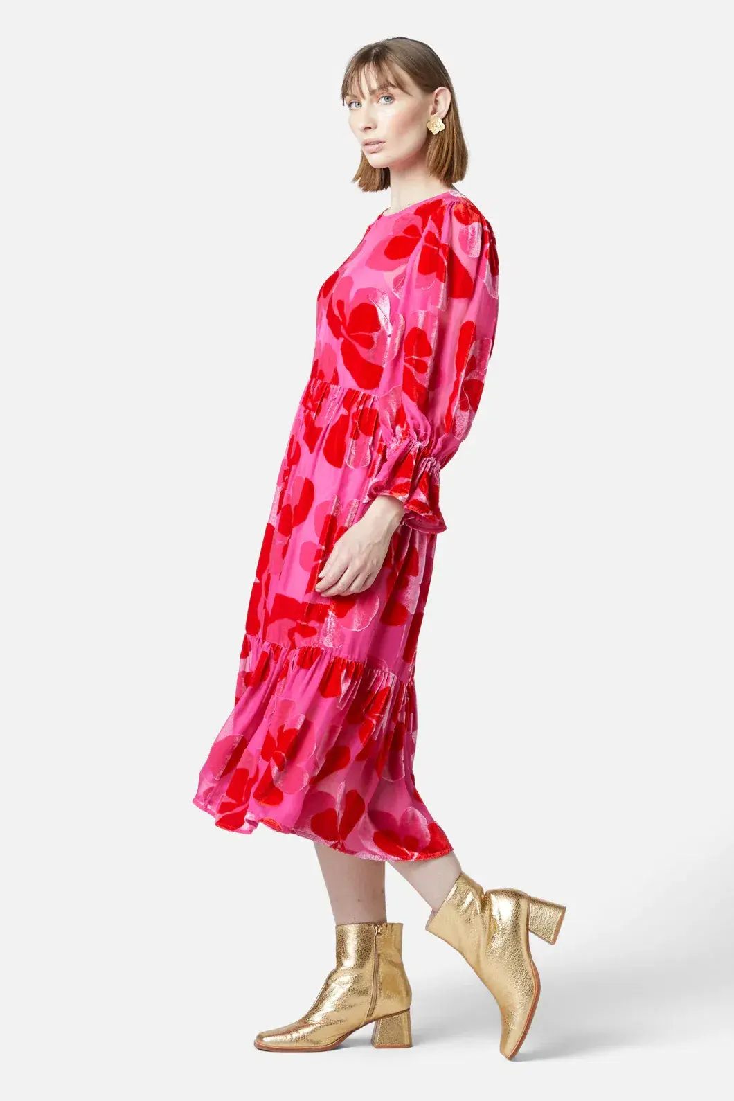 Gorman Pansy Devore Dress Maxi Pink Size AU 12  - Image 2