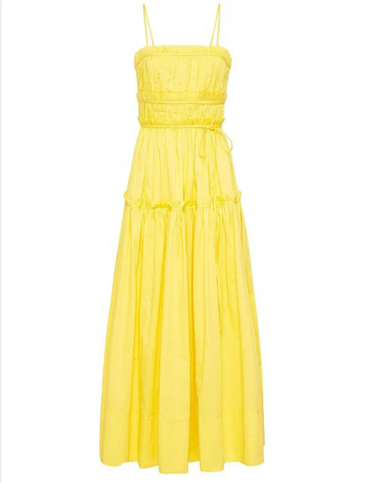 Aje Romance Tie Strap Midi Dress Sunshine Yellow Size 16  - Image 4