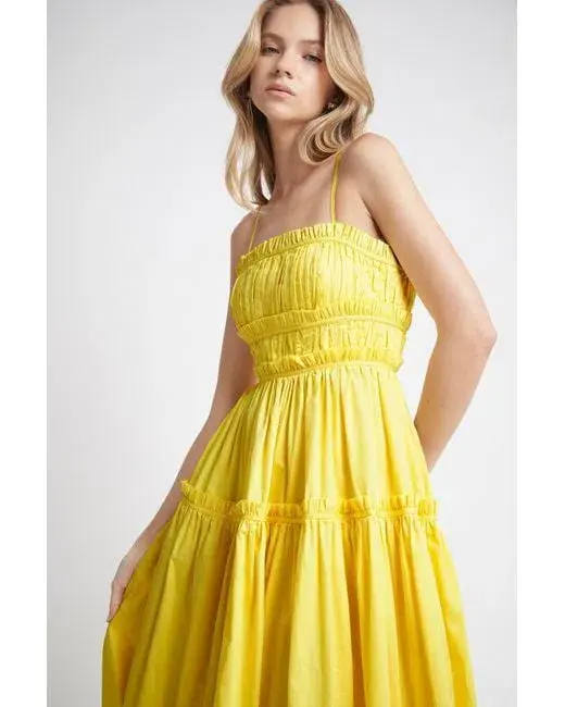 Aje Romance Tie Strap Midi Dress Sunshine Yellow Size 16  - Image 3