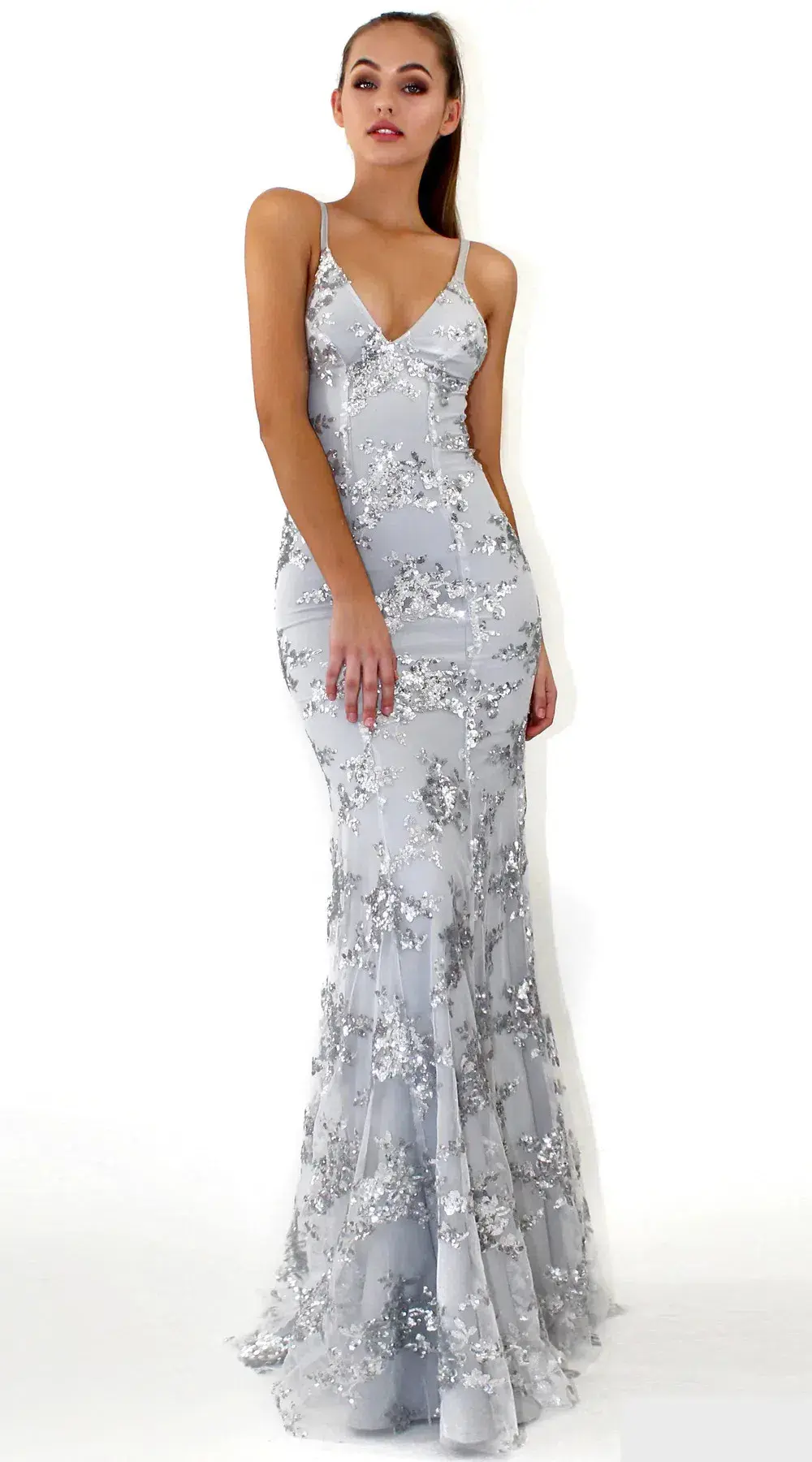 Studio Minc Silver Jadore Dress Sequin Size 6 - Image 1