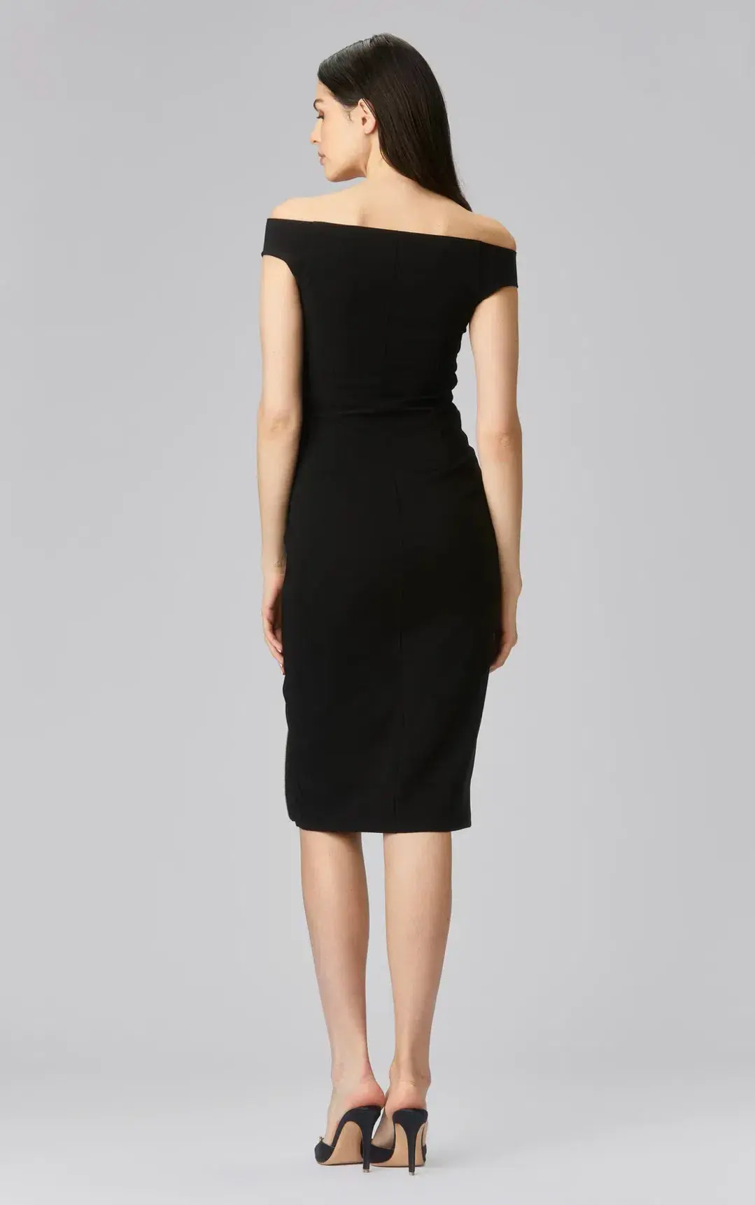 Scanlan Theodore Off Shoulder Crepe Knit Tinsel Dress Black in Size M/AU 10 - Image 2