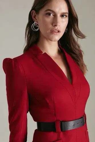 Karen Millen Forever Midi Dress in Red Size 10 for rent on The Volte - main image