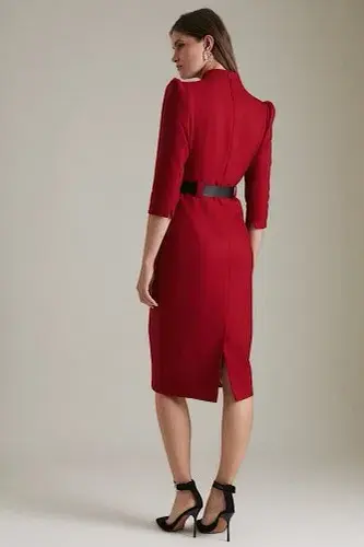Karen Millen Forever Midi Dress in Red Size 10 - Image 3