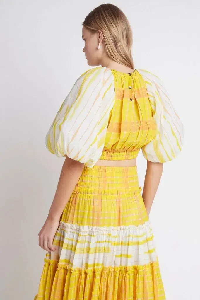 Aje Wilderness Crop Top & Skirt Set Yellow Check Size 10/12 - Image 3