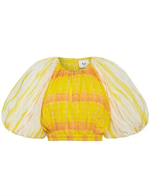 Aje Wilderness Crop Top & Skirt Set Yellow Check Size 10/12 for rent on The Volte - main image