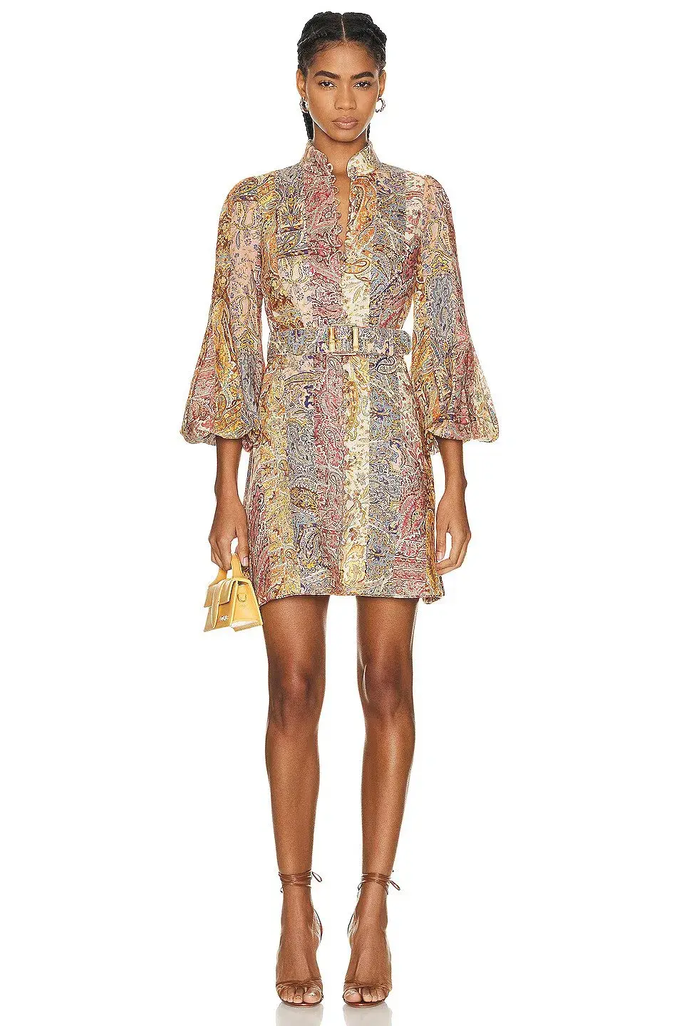 Zimmermann The Luminosity Belted Mini Dress in Multi Paisley Stripe Size 0/ Au 8  - Image 1
