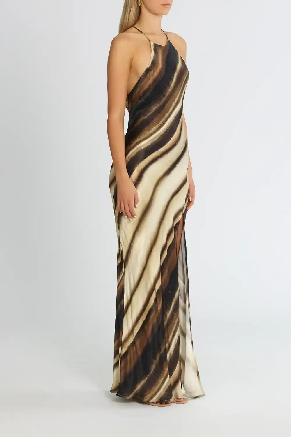 Bec & Bridge Watercolour Maxi Dress Brown/Cream Print Size 12 - Image 2