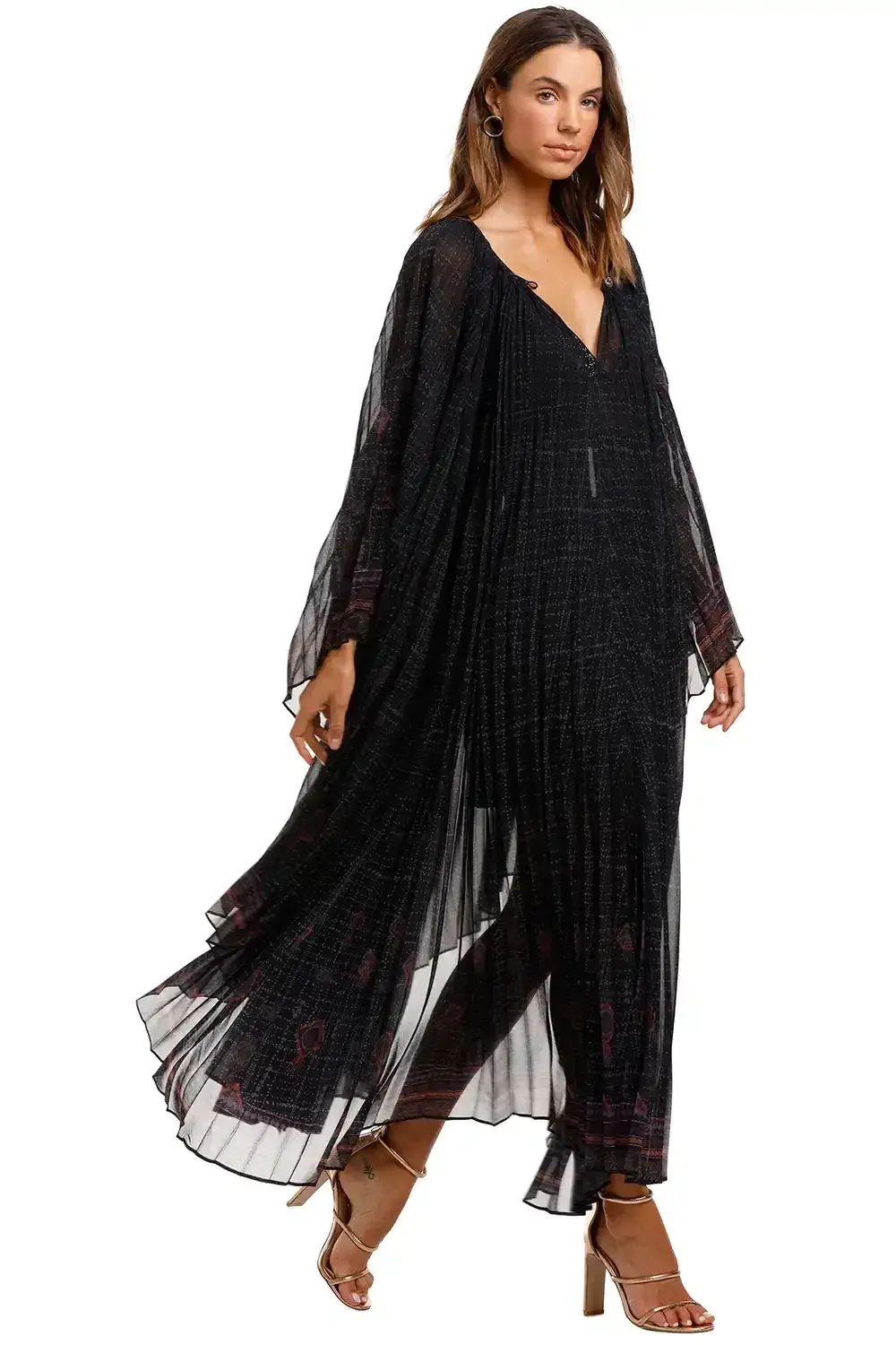 Camilla Sunray Pleated Kaftan Black Size 10 - Image 2
