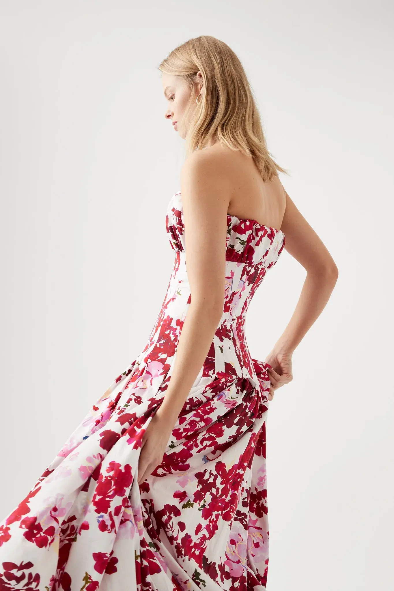 Aje Mathilde Bubble Hem Midi Dress  Roses Of Provence Size 6  - Image 3