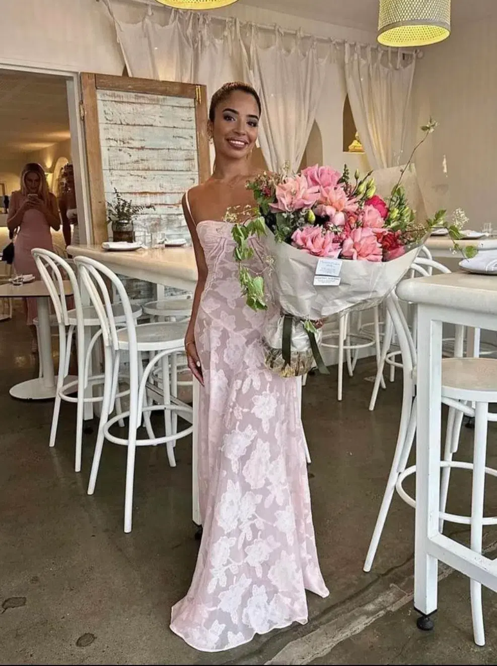 House Of Cb Seren Maxi Dress Soft Pink Size 8 - Image 1
