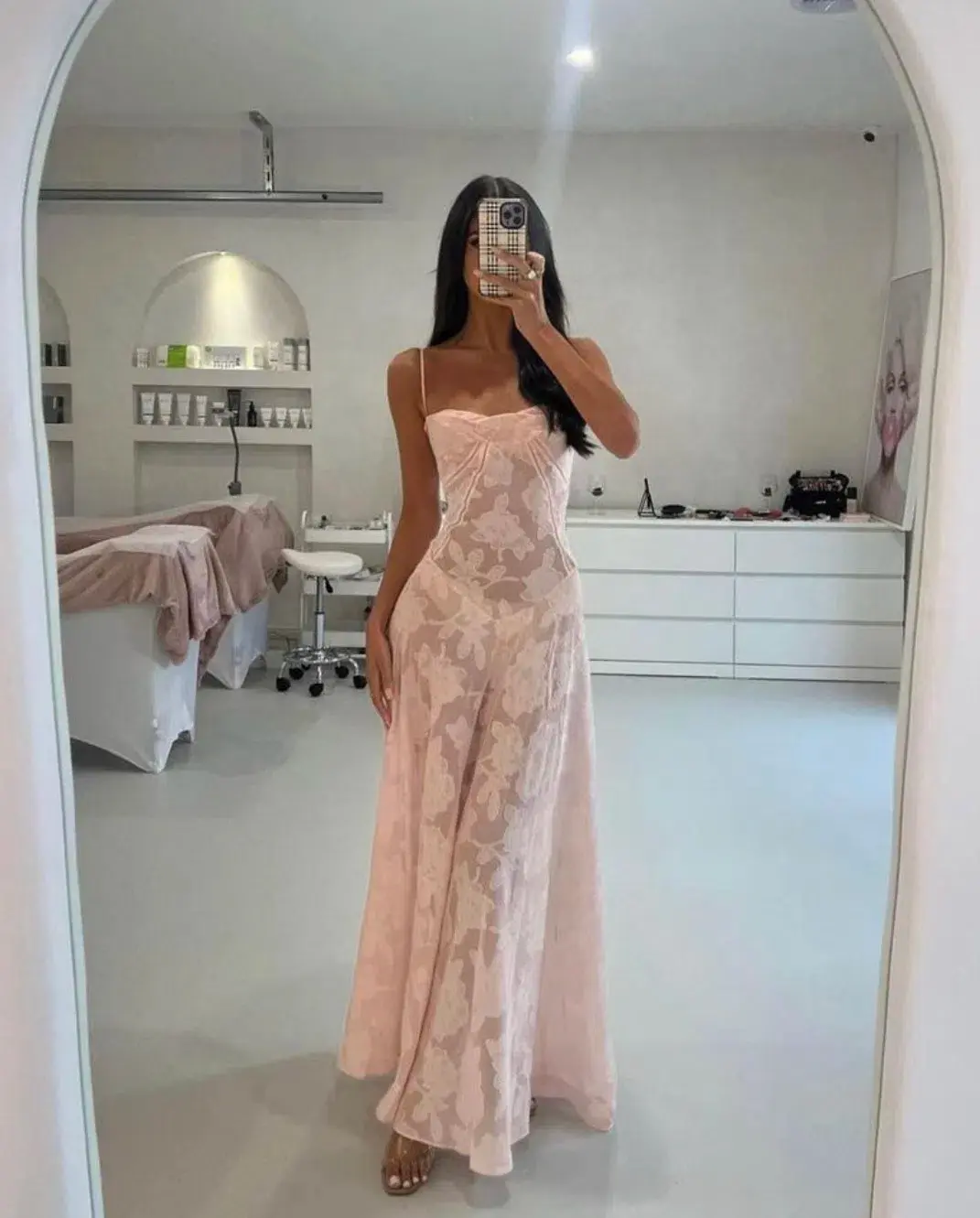 House Of Cb Seren Maxi Dress Soft Pink Size 10 - Image 5