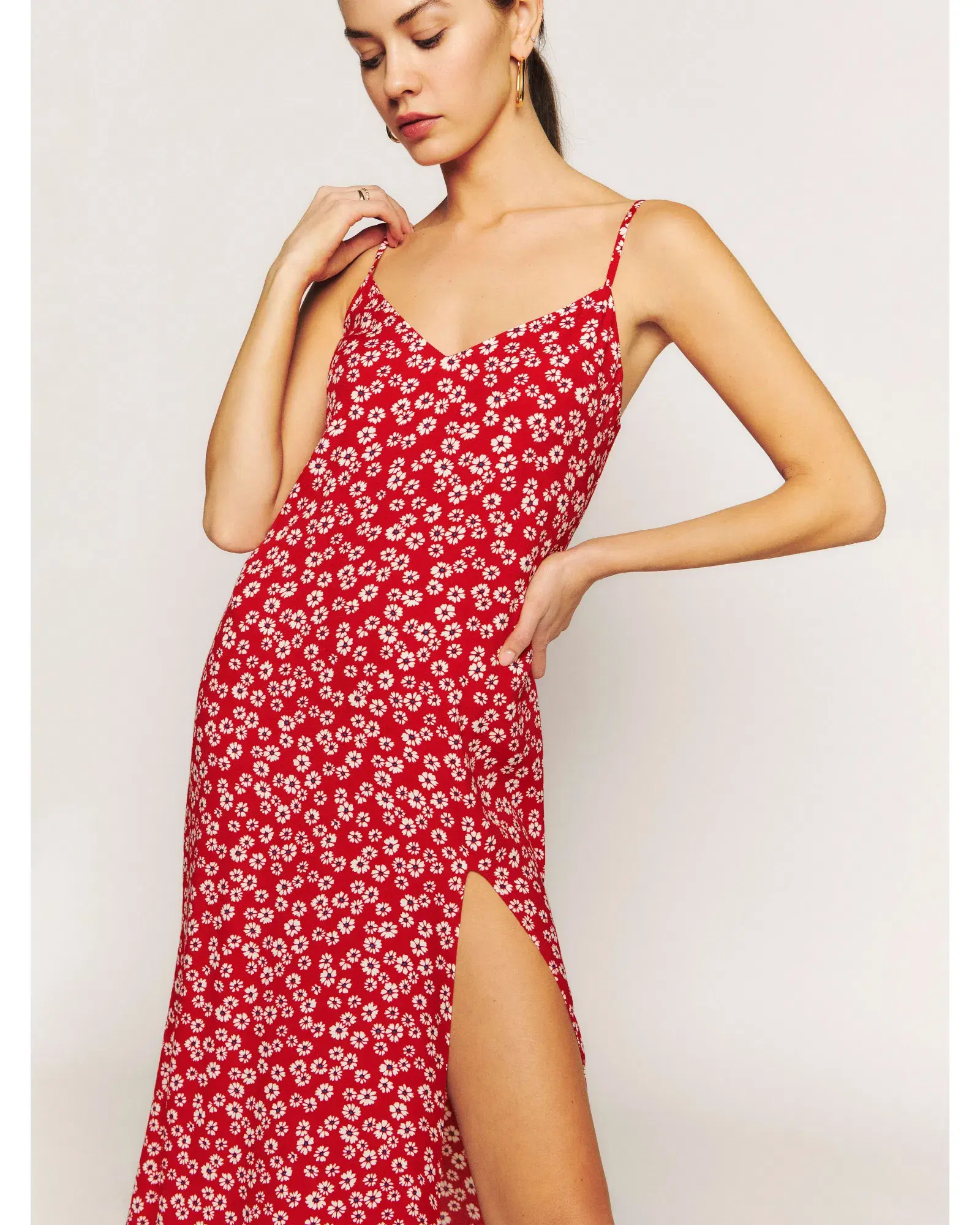 Reformation Crimini Midi Dress Red Floral Size AU 8 - Image 2