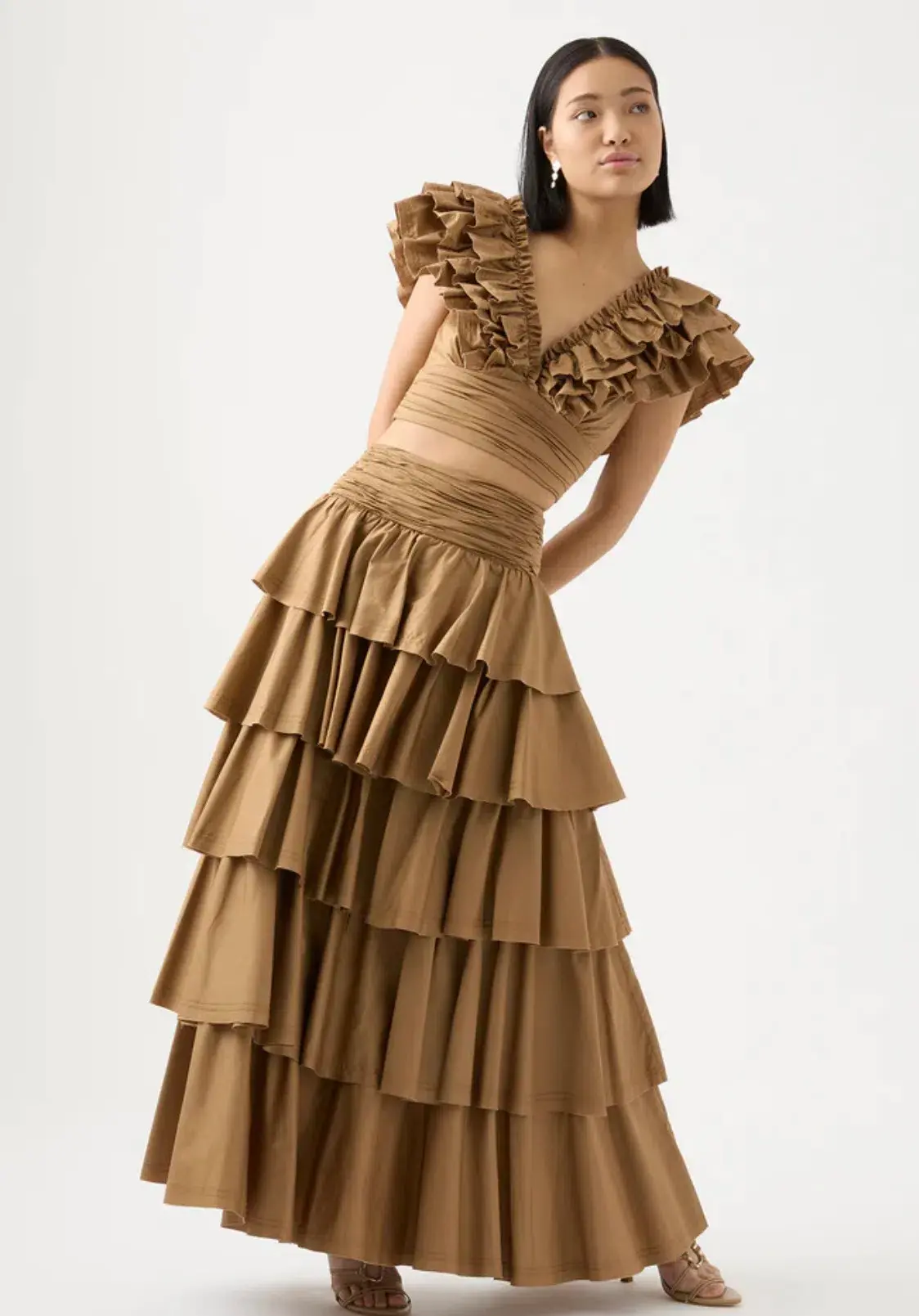 AJE  Rhythmic Frill Bodice Size 12 & Eleni Tiered Maxi Skirt Size 8 Set Willow  - Image 1