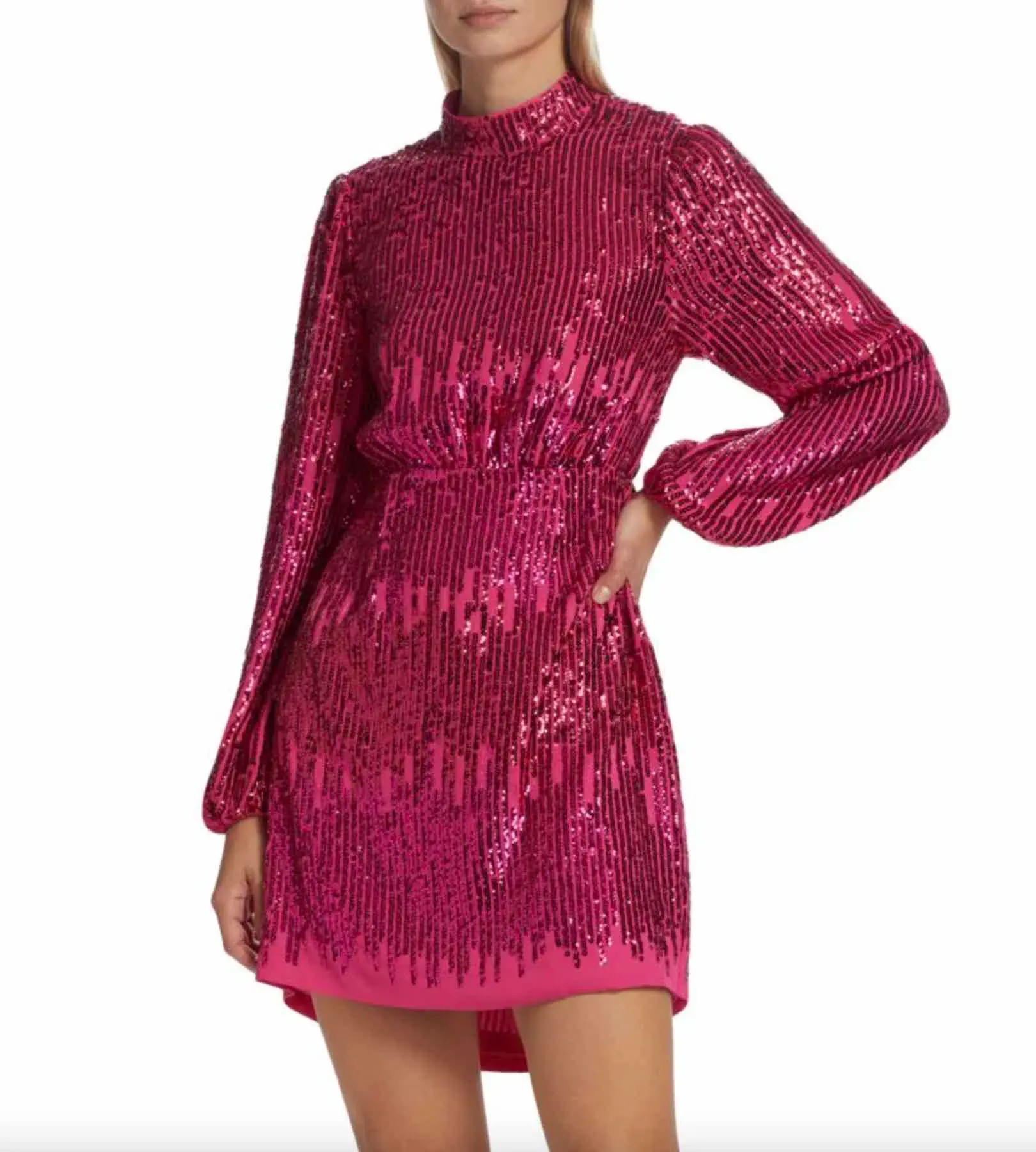 Rixo London Lara Sequined Mini Dress Hot Pink Size 10 - Image 2