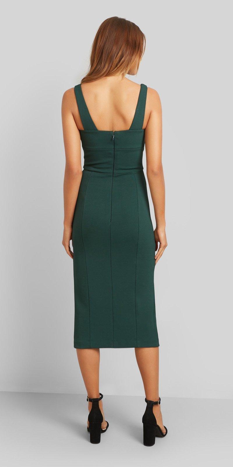 Kookai Martina Midi Dress In Pine Grove Green Size 10 - Image 1