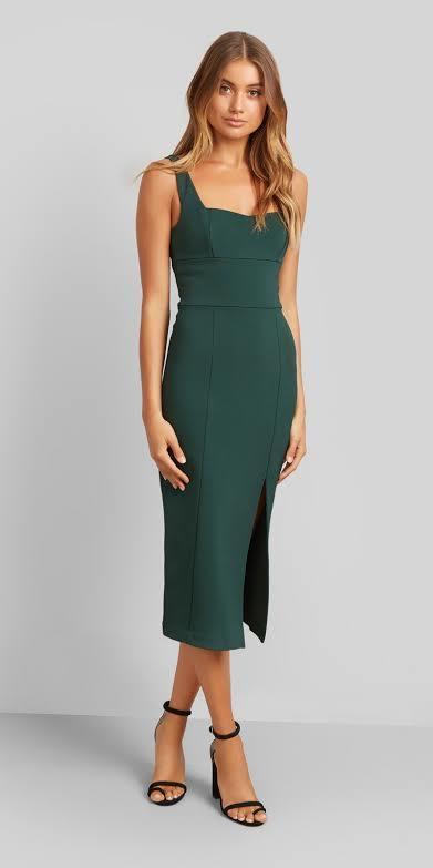 Kookai Martina Midi Dress In Pine Grove Green Size 10 - Image 3