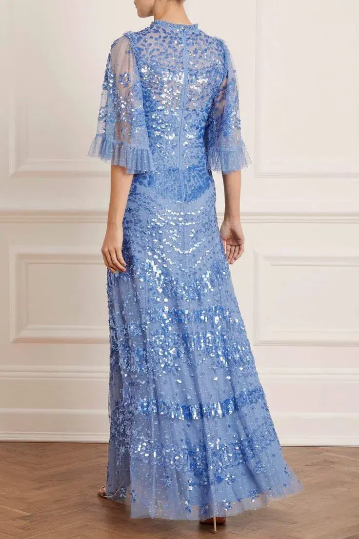 Needle and Thread Anais Sequin Ballerina Dress Blue Size AU 10 - Image 3