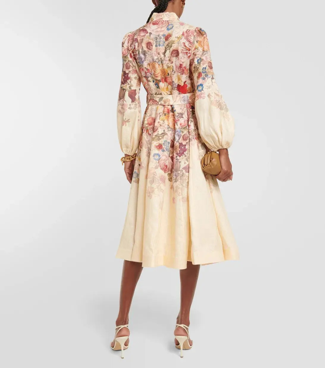Zimmermann Luminosity Buttoned Midi Dress Morisot Cream Floral Print Size 2 / AU 12 - Image 3