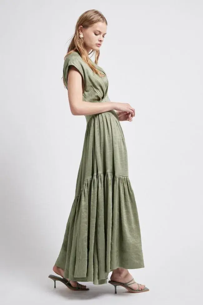 Aje Midi Reflection Dress In Oakmoss Size AU 6 - Image 2