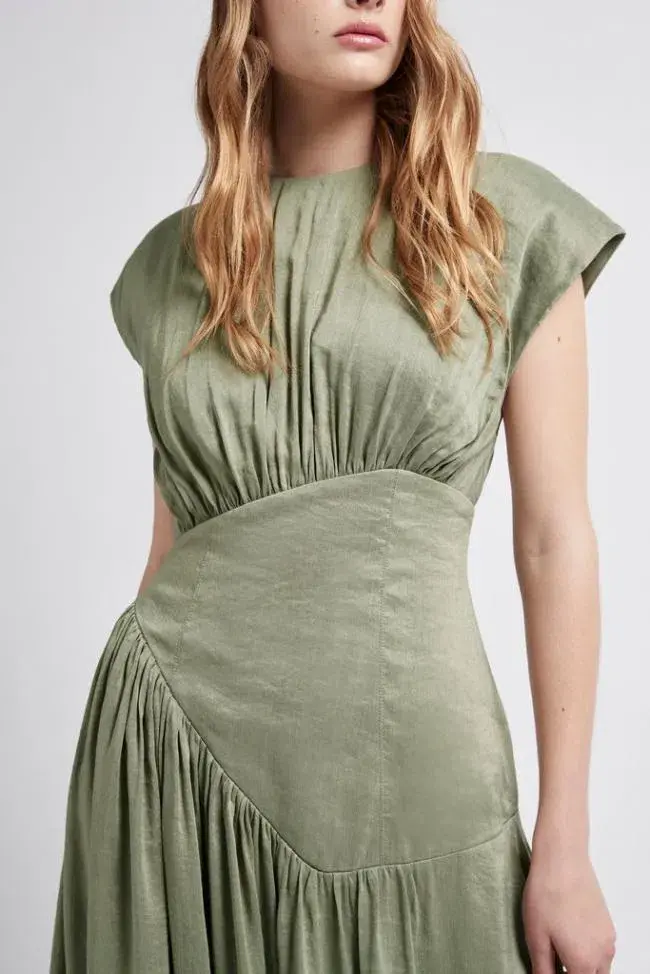 Aje Midi Reflection Dress In Oakmoss Size AU 6 - Image 4
