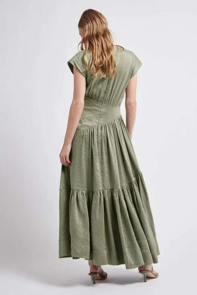 Aje Midi Reflection Dress In Oakmoss Size AU 6 - Image 5