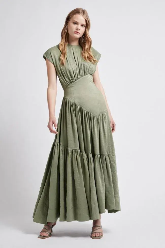 Aje Midi Reflection Dress In Oakmoss Size AU 6 - Image 1