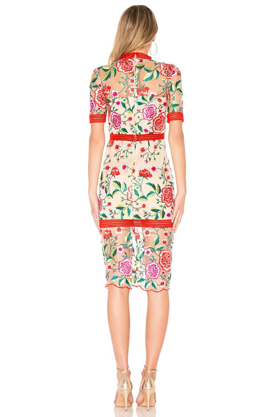 Vone Mira Dress Floral Embroidery Red Size AU 6 - Image 3