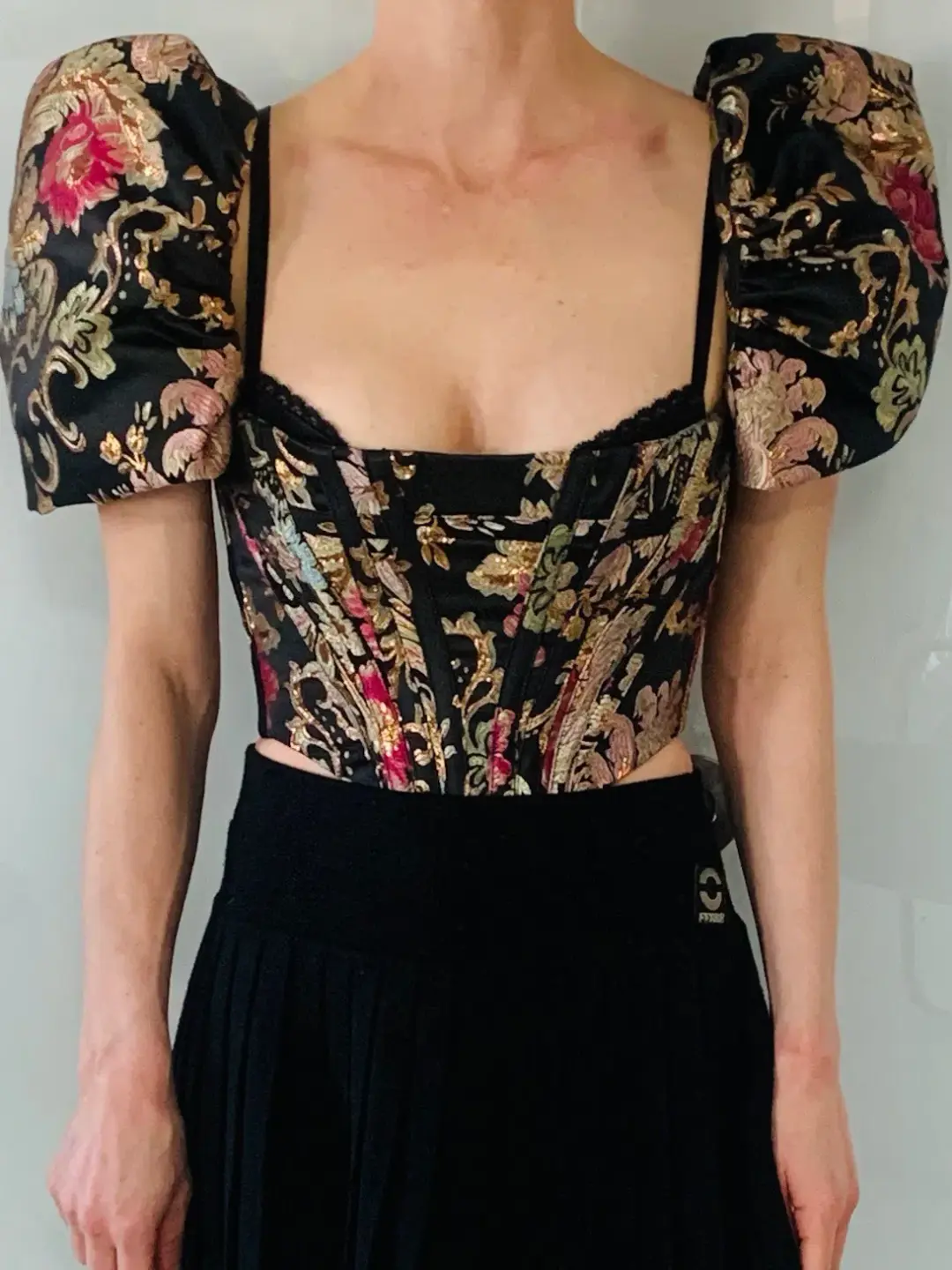 House CB Isabella Puff Sleeve Bustier Brocade Jacquard Size 6 for rent on The Volte - main image