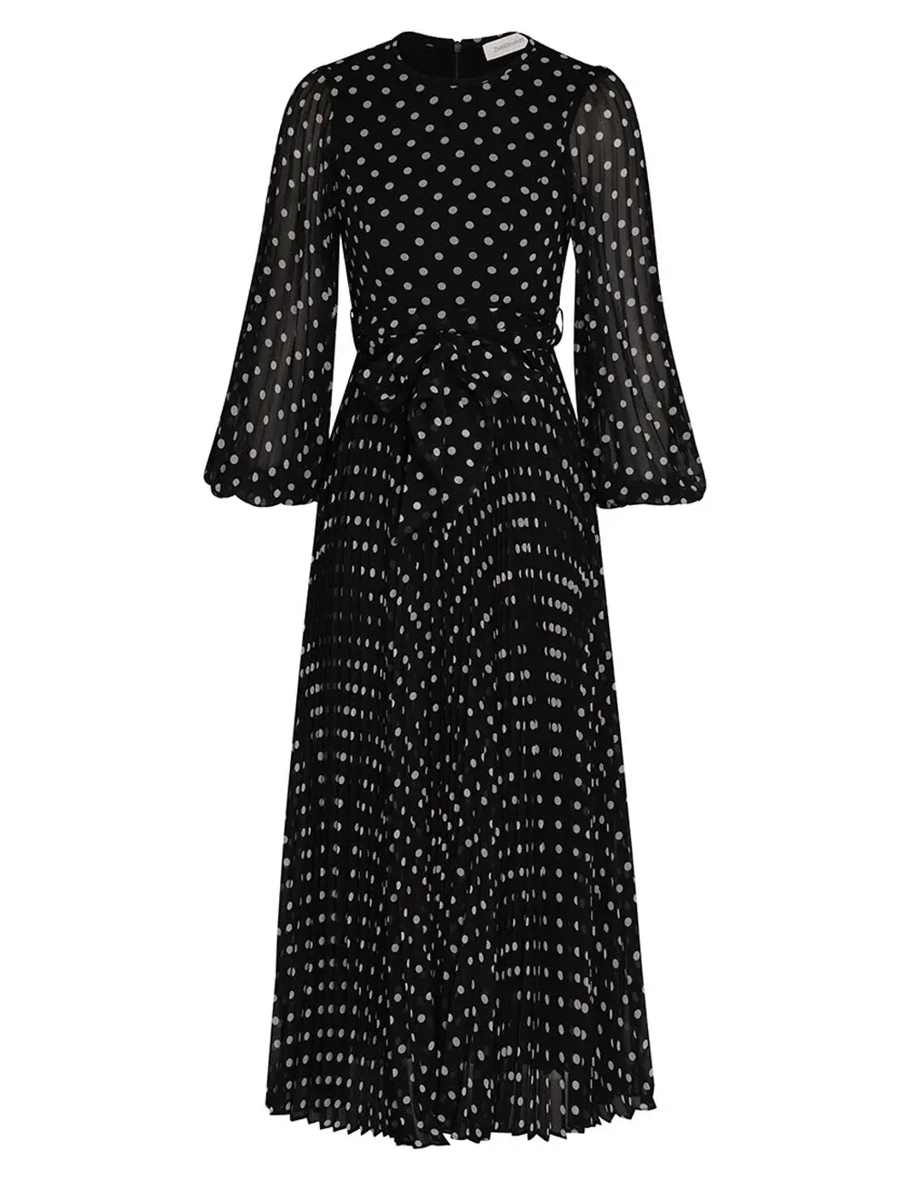 Zimmermann Sunray Long Sleeve Midi Dress in Black/Cream Dot Size 0 / AU 8 - Image 4