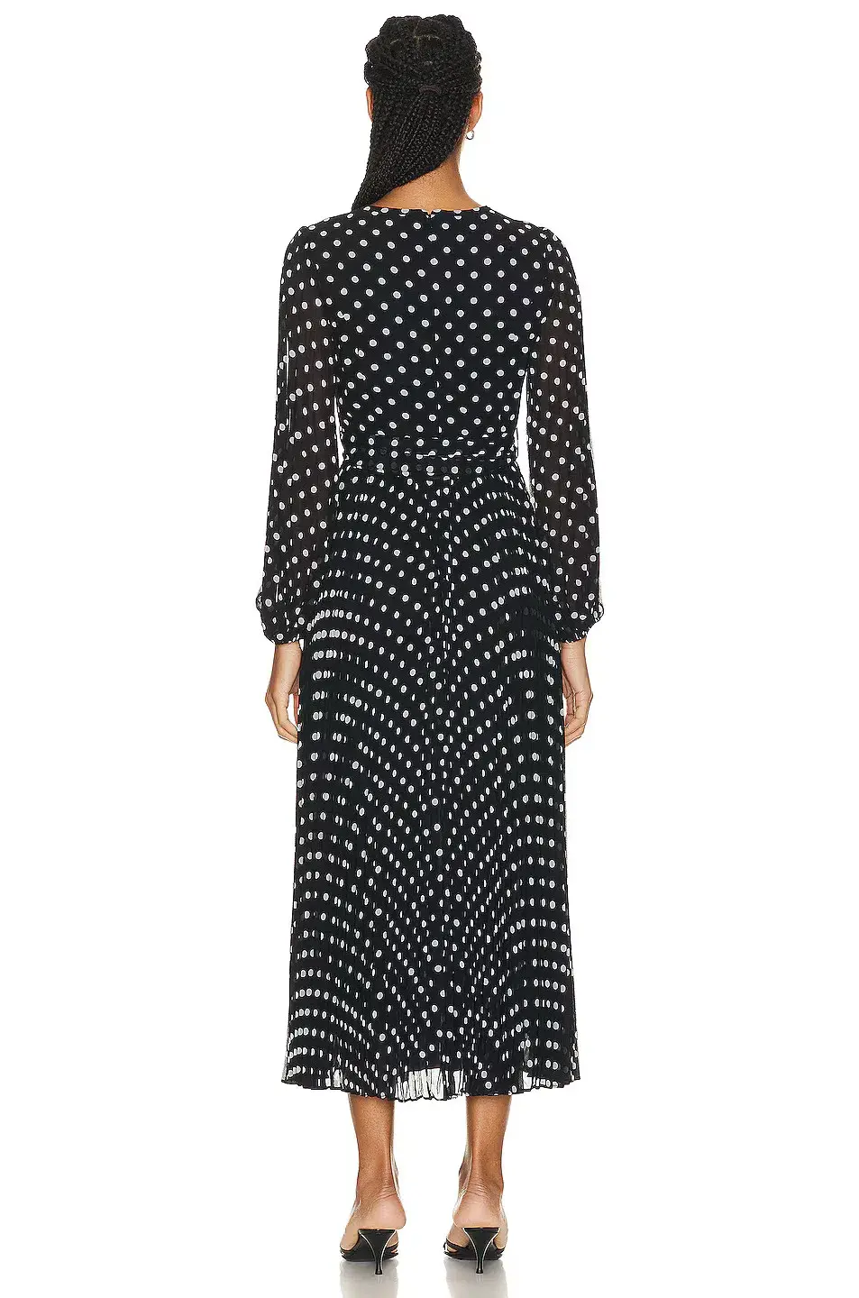 Zimmermann Sunray Long Sleeve Midi Dress in Black/Cream Dot Size 0 / AU 8 - Image 2