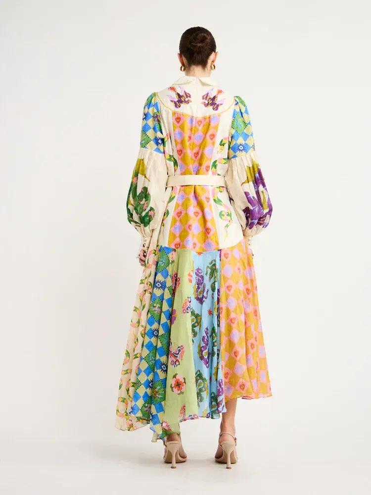 Alemais Lou Balloon Sleeve Shirt Dress Multi Size 14 - Image 2