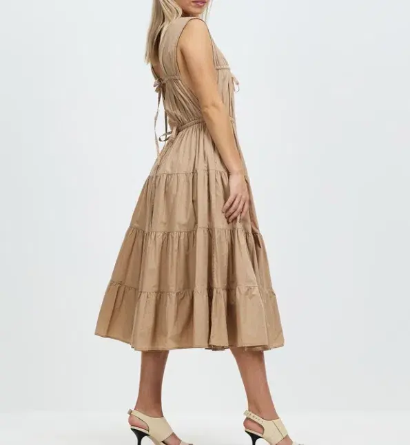 Palm Noosa Wish You Were Here Midi Dress Brown Size 12 - Image 2