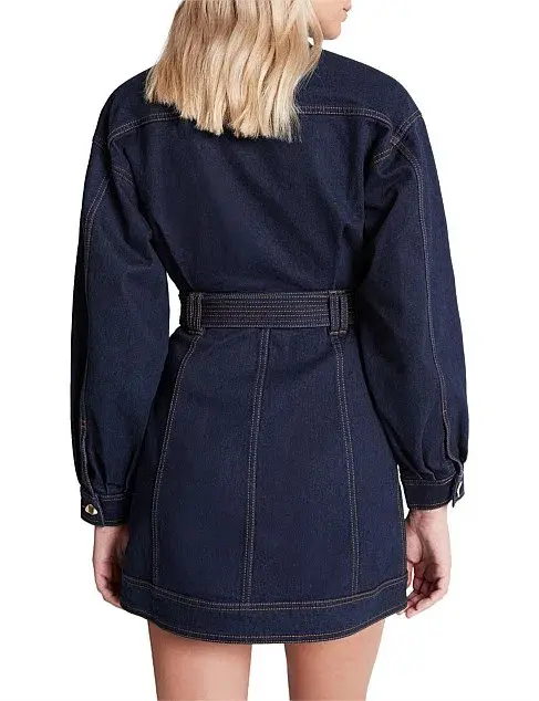 Aje Philia Belted Denim Mini Dress Blue Size 10 - Image 3