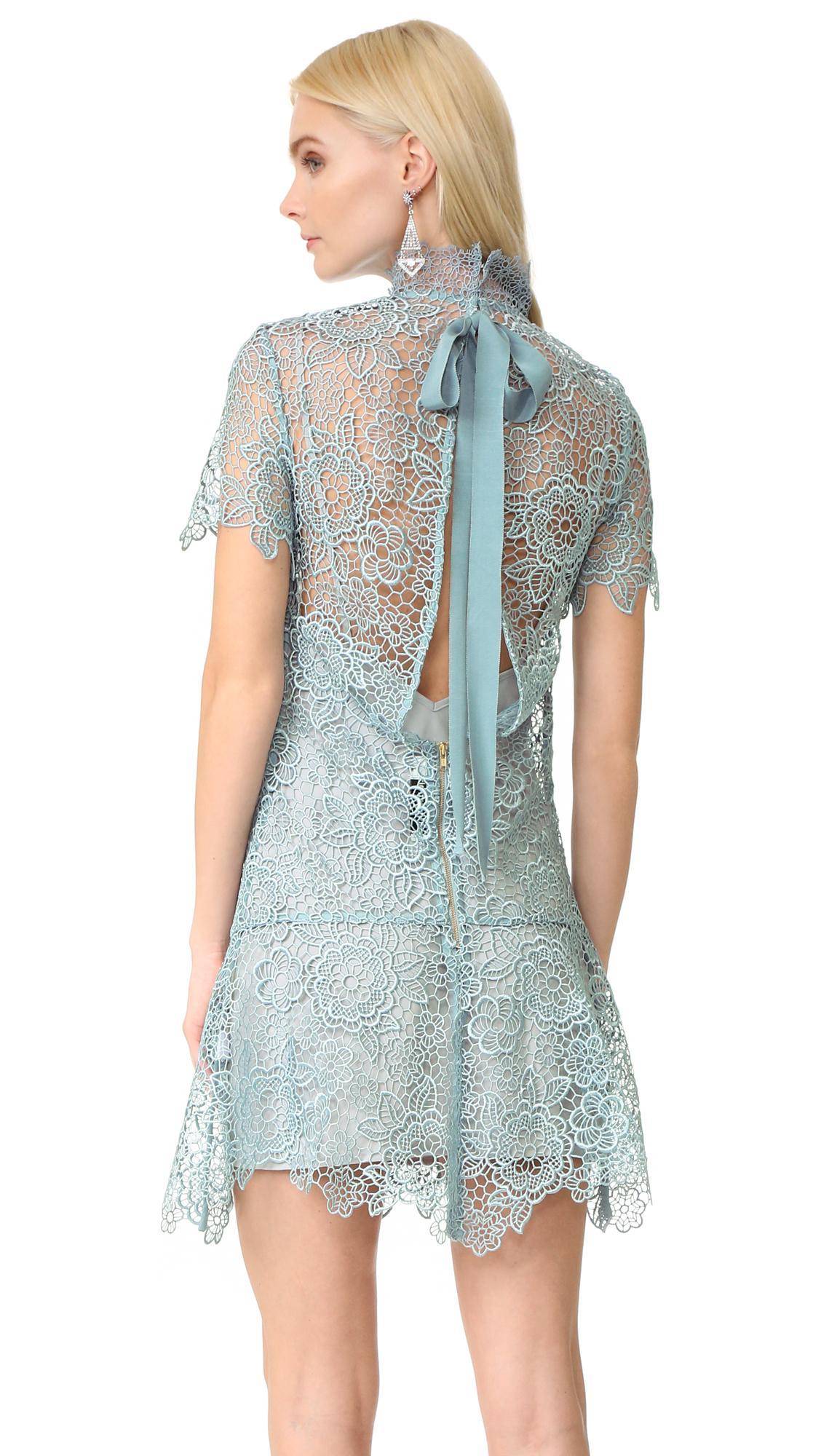 Self Portrait Peep Back Mini Dress - Icey Blue size 10 - Image 3