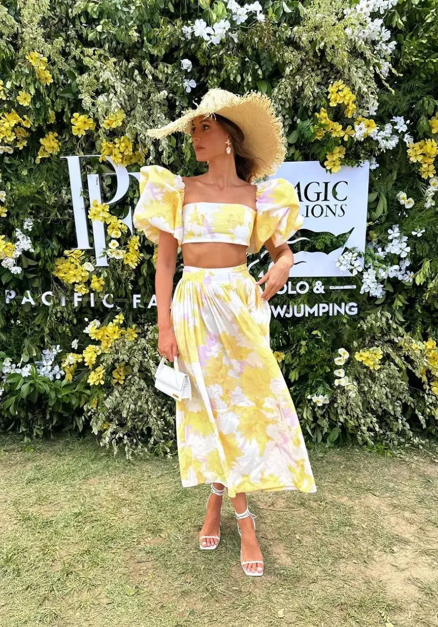 Leo Lin Simone Puff Top & Elina Skirt Set Jasmine Print in Sun Size 10 - Image 1