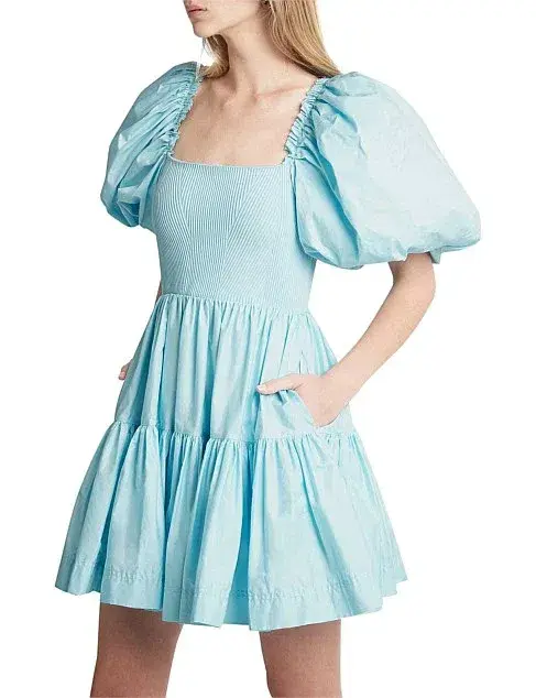  Aje Casa Puff Sleeve Mini Knit Dress Ice Blue Size 12 - Image 4