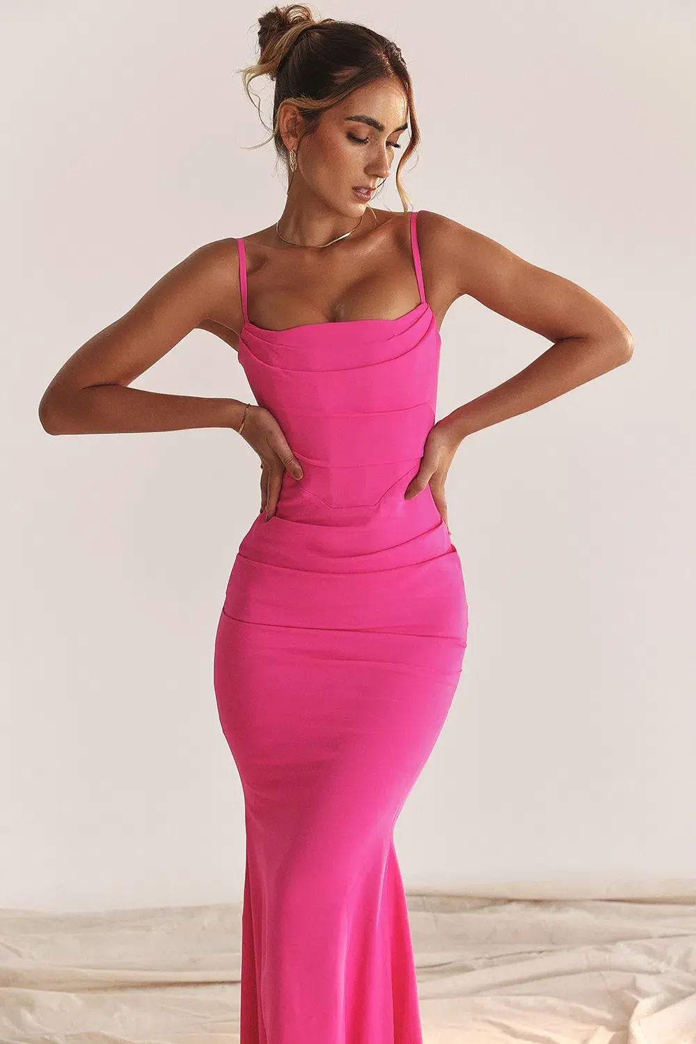 House Of CB Milena Jersey Corset Maxi Dress Pink Size AU 8 - Image 3