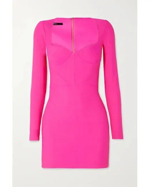 Alex Perry Howell Stretch Jersey Mini Pink Neon Dress Size AU 6 - Image 3