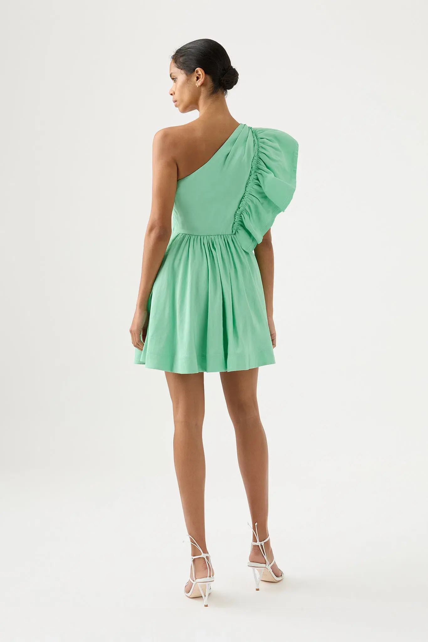 Aje Bonjour Asymmetric Mini Dress Marine Green Size AU 10 - Image 3