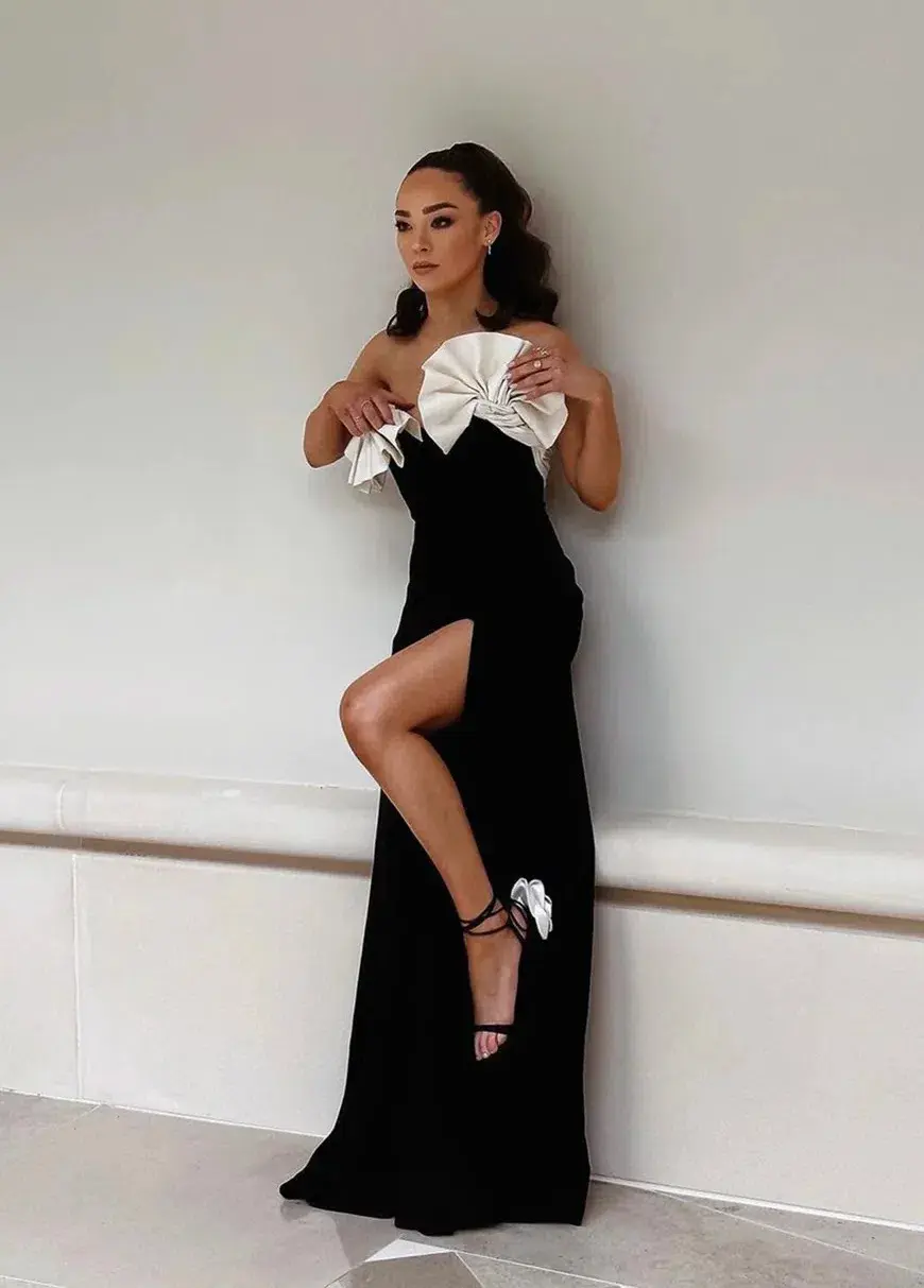 Rachel Gilbert Lavina Floor Length Gown Dress Black Size AU 6 for rent on The Volte - main image