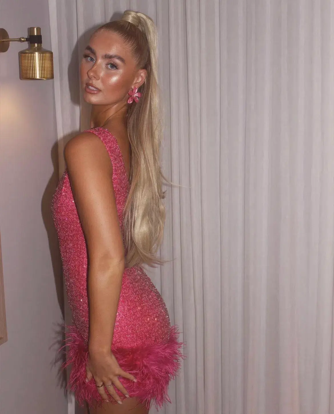 Nadine Merabi Evie Mini Dress Hot Pink Sequin Beadwork Size AU 8 - Image 12