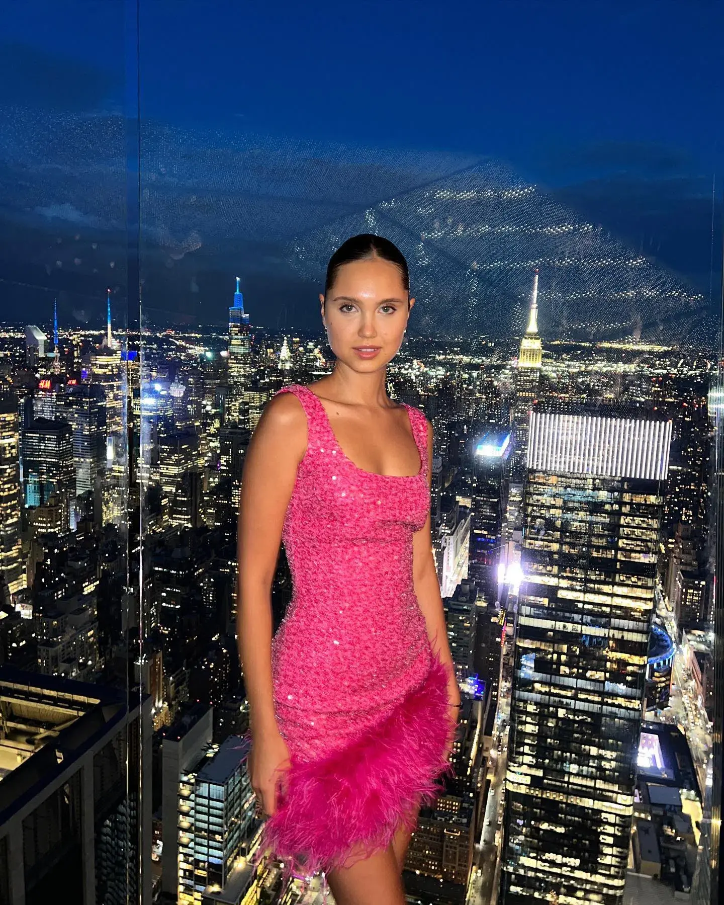 Nadine Merabi Evie Mini Dress Hot Pink Sequin Beadwork Size AU 8 - Image 8