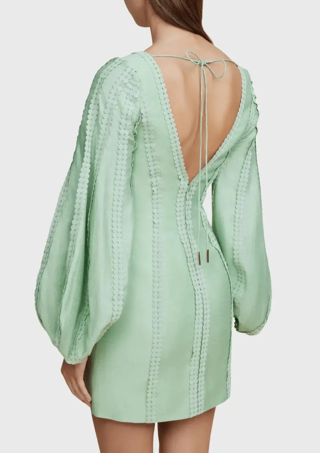 Acler Duxbury Long Sleeve Mini Dress Green Size 14 - Image 4