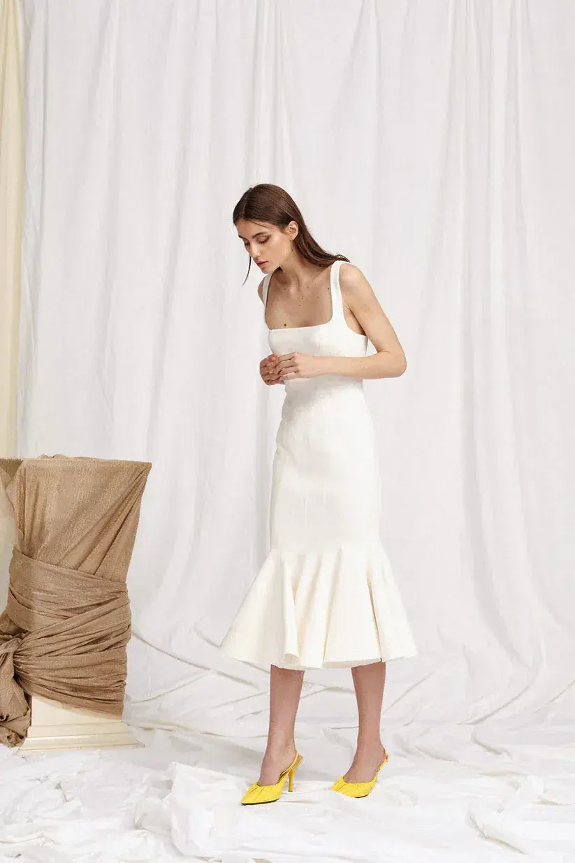 Acler Mawson Midi Dress White Size 12 - Image 2